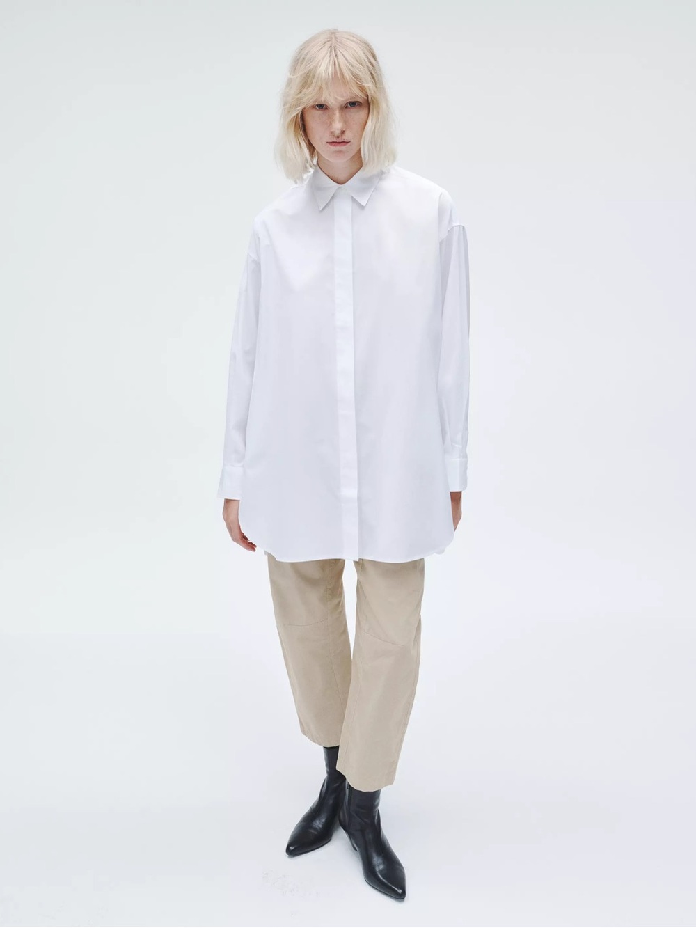 rag & bone Fia Oversized White Button-Up Poplin Shirt Size XS/S
